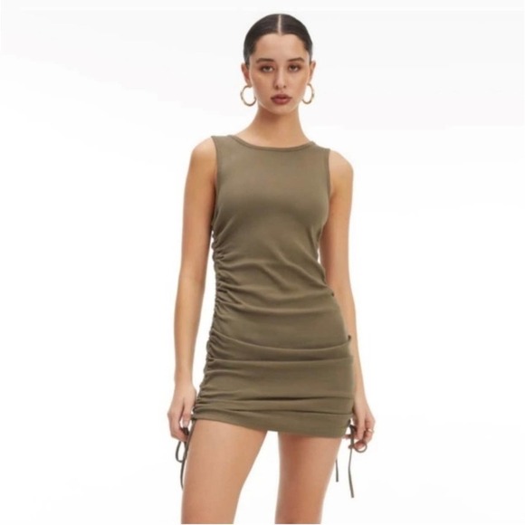 NWT Good American Side Rouched Tank Dress in Sea Turtle 008 Size 4XL - Picture 1 of 7